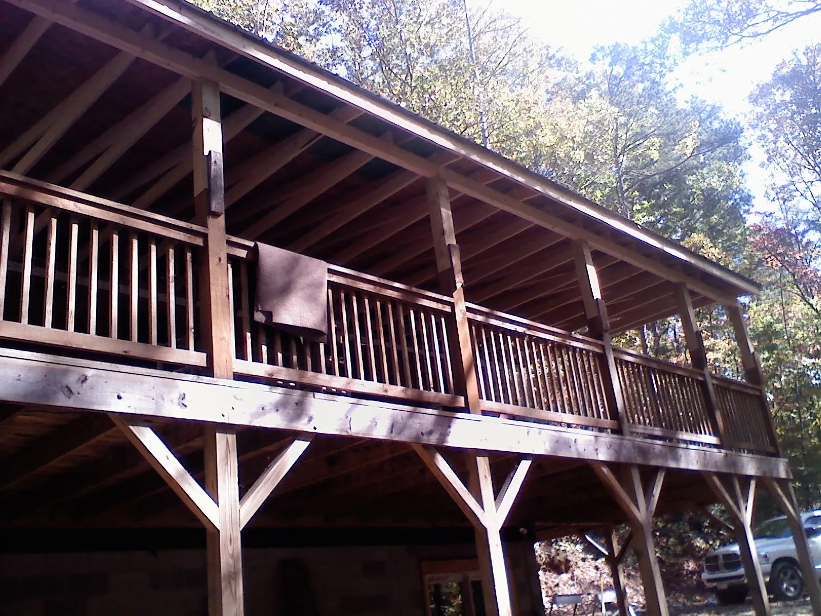 Timber framing under a new elevated porch and deck in Saint Martinville